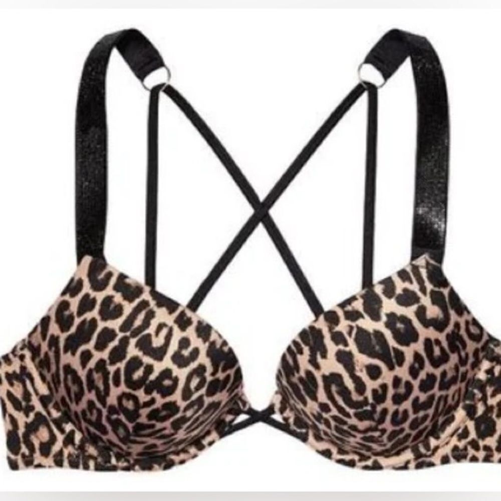 Victorias Secret Swim Shine Bling Strap Bombshell Add-2-Cups Push Up Bikini Top